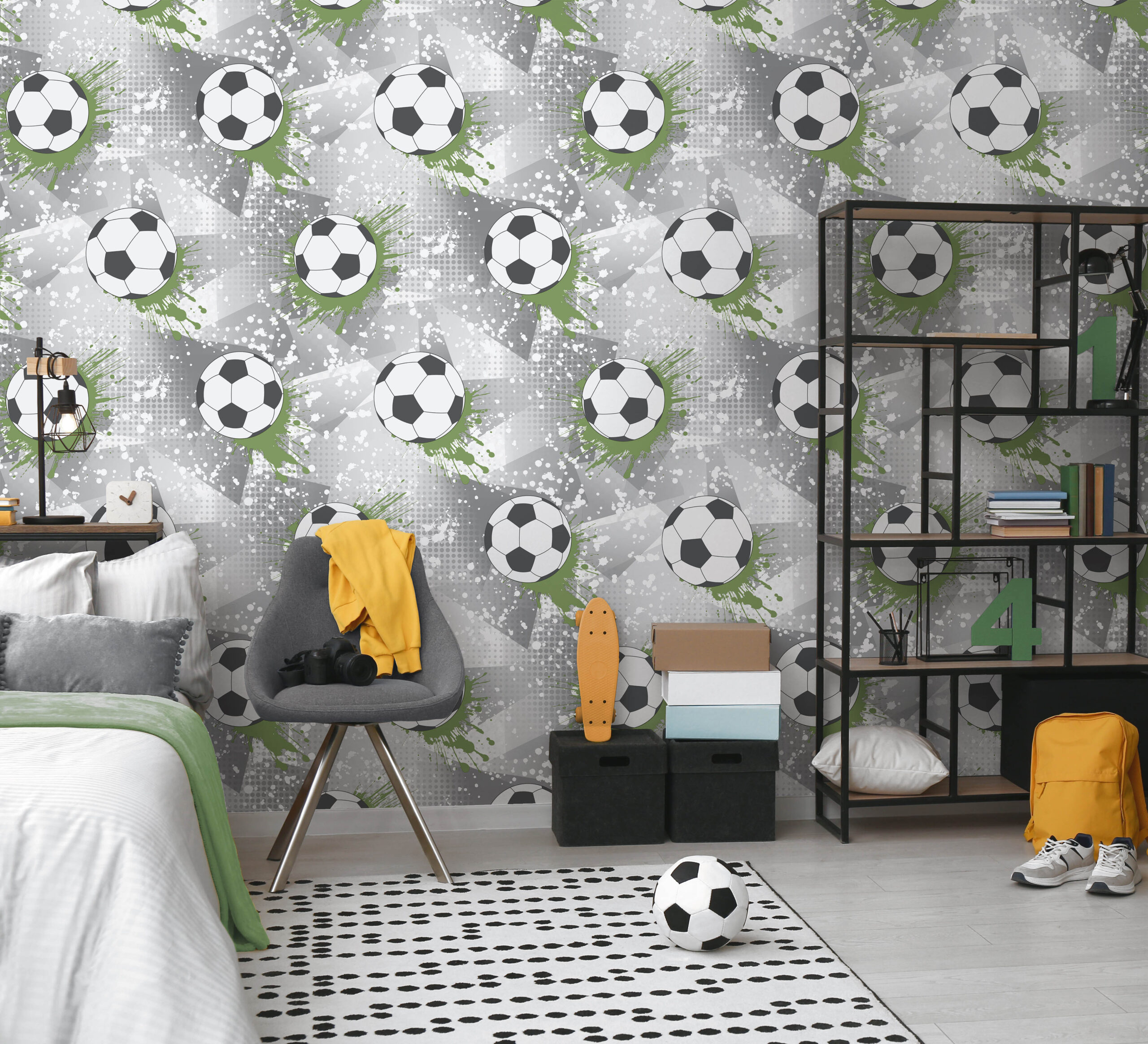 Tapeter Football Frenzy Grey/Green14092 14092 Interiör Tapeter Football Frenzy Grey/Green14092 14092 Interiör