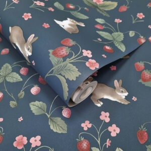 Tapeter Bunnies & Berries Navy14142 14142 Mönster
